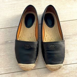Comfy Black leather Coach flats